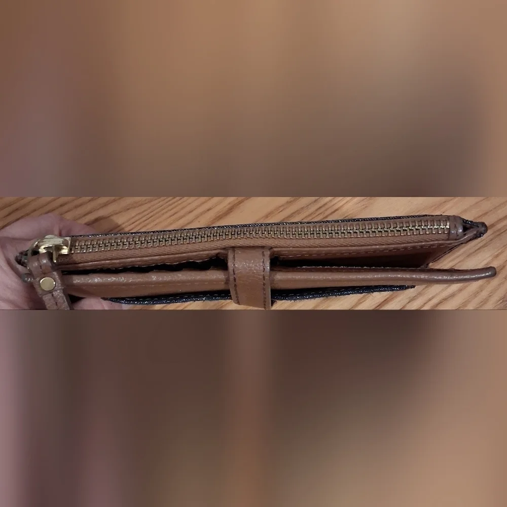EUC Fossil Keely Mocha & Metallic Leather Casual Everyday Boho Bifold Wallet